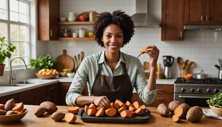 ontdek de 4 gezondheidsvoordelen van het koken van zoete aardappelen, inclusief hogere antioxidantniveaus en een lagere suikerwaarde voor een gezonder dieet.
